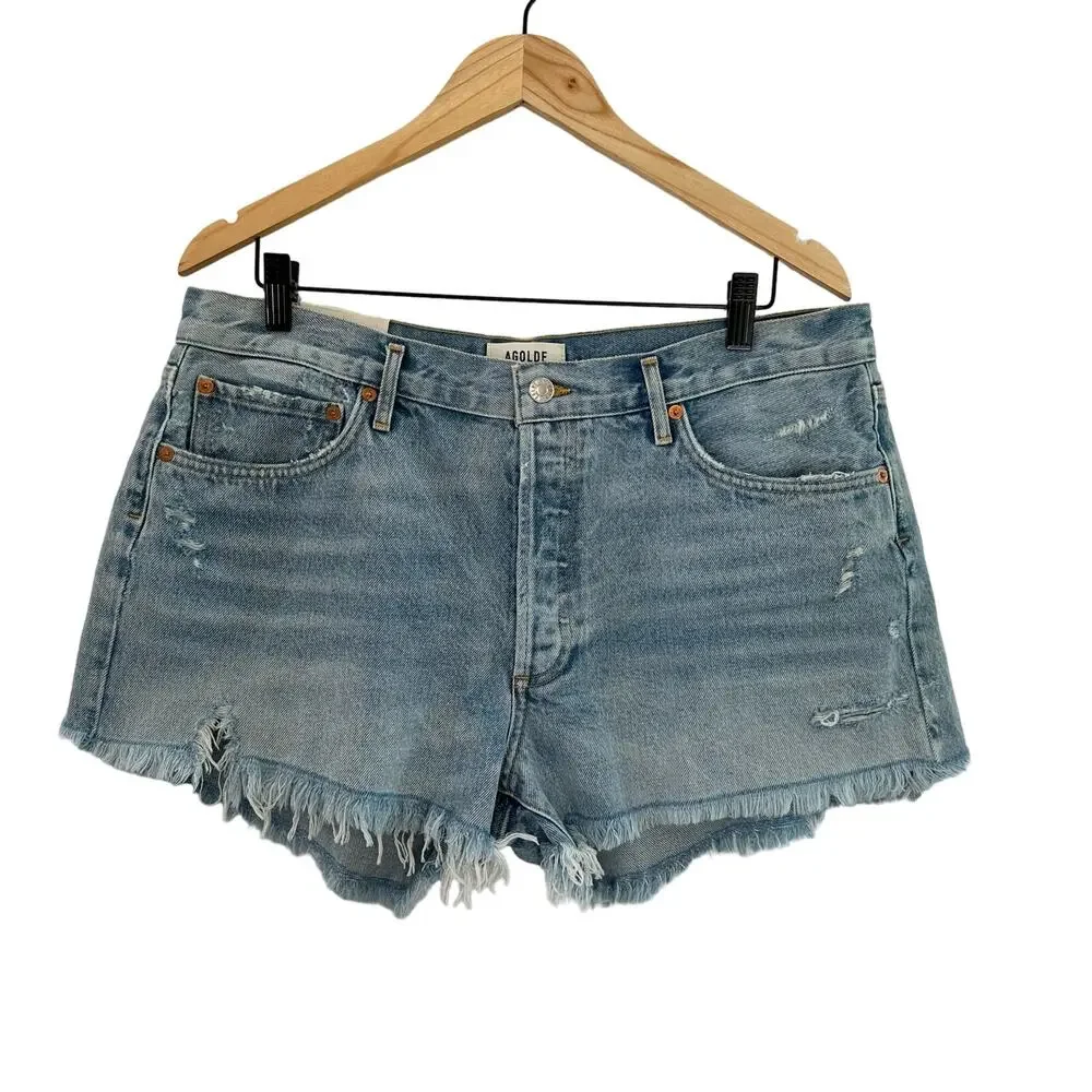 Agolde Parker Vintage Cut Off Shorts in Swapmeet Size 32‎ Distressed Button Fly